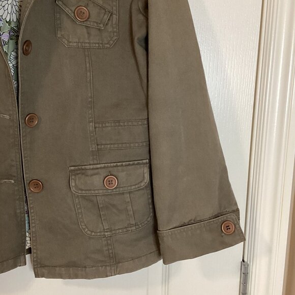 Dex Women's Army Style Jacket Size M Pockets Floral Lining Embroidery Detail - Picture 5 of 9